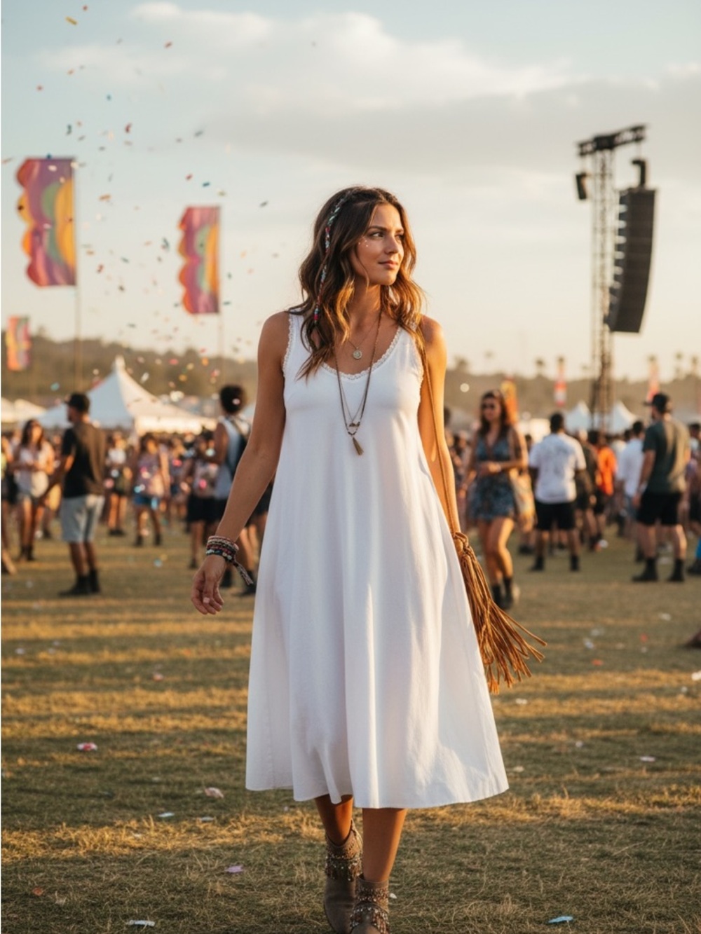 Classic White Knee Length 100% Cotton Slipdress with lace trim